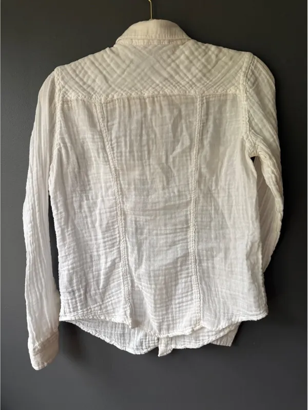 BDG White Button-Up Long Sleeve Shirt, Medium - Image 2
