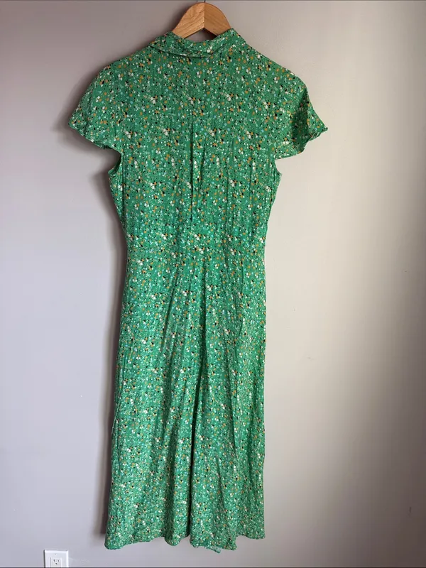 Whistles Green Ditsy Blossom Midi Shirt Dress 6 - Image 3