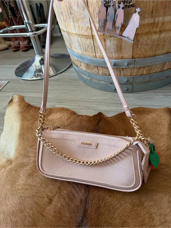 ALDO Blush Pink Convertible Shoulder Bag / Crossbody w Cherry Charm/Cardholder - Image 5