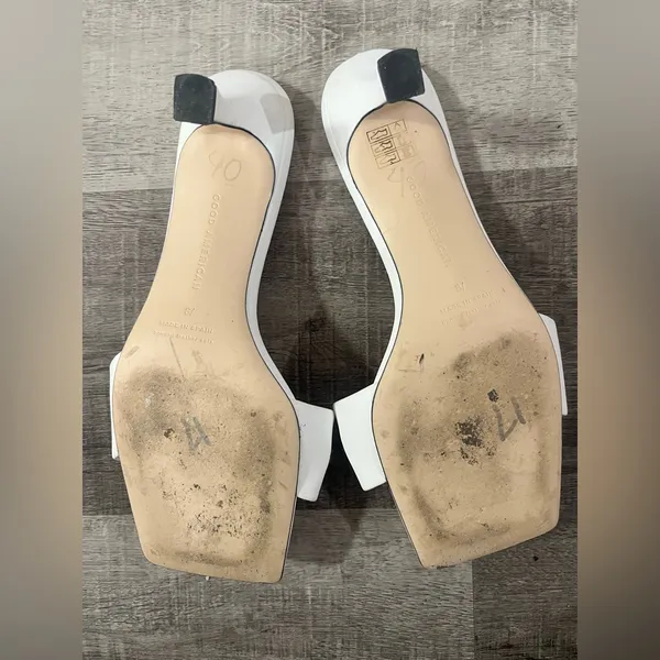 GOOD AMERICAN White Gold Chain Kitten Heels - Image 7