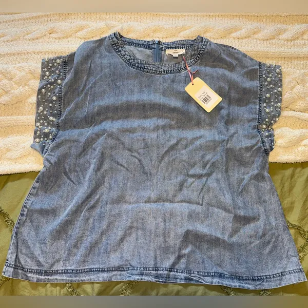 Be Bold Denim Embellished Blouse - Image 2