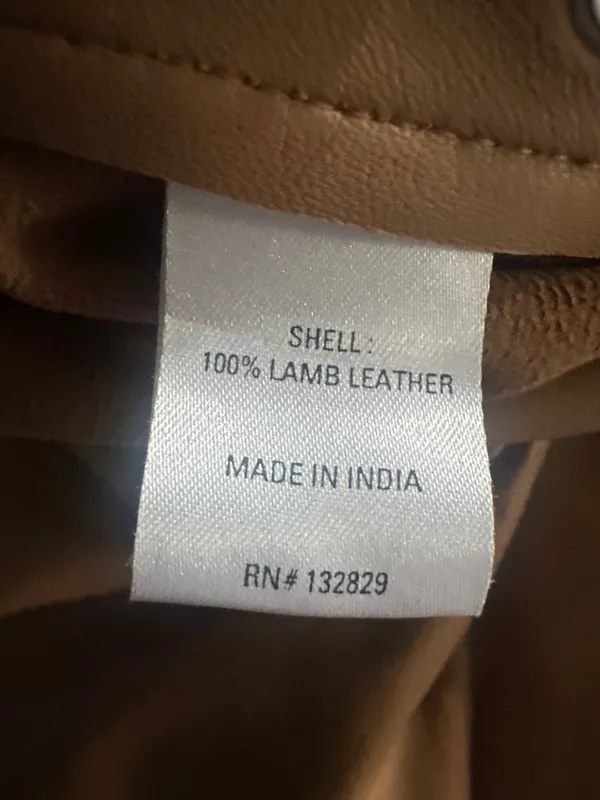 Camila Coelho Womens M 100% Lamb Leather Pants NWT Snap Detail Tan FLAWED - Image 10