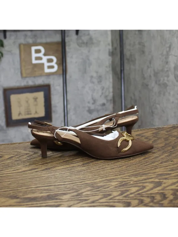 NWT A New Day Tabitha Oversized Chain Sling Back Heels 94305244 Brown 6.5M - Image 7