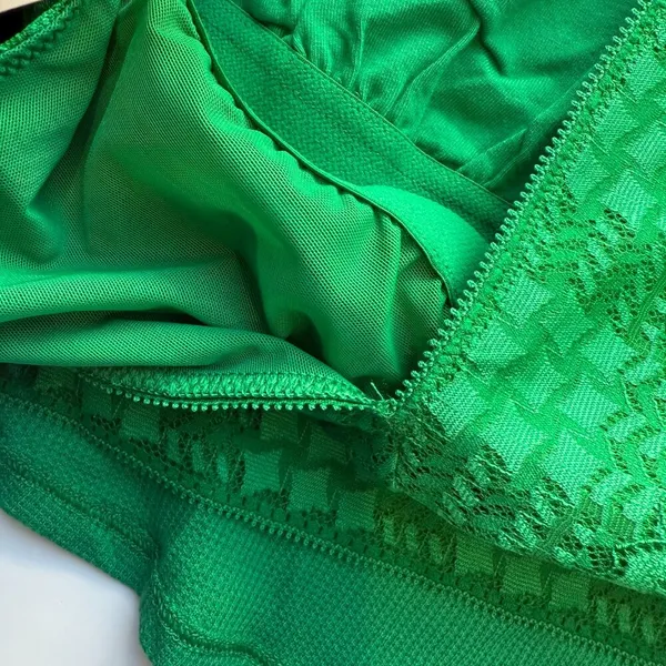 Aerie NWT Waffle Knit Lace V Back Longline Bralette Bra Green Size Medium M NEW - Image 11