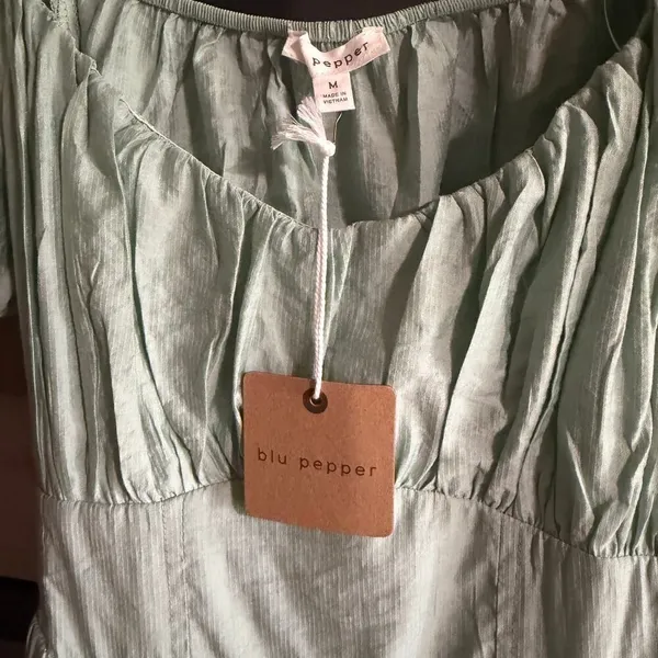 Blu Pepper Puff Sleeve Tie Back Fit & Flare Mini Dress NWT - Image 9