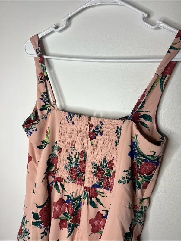Abercrombie and Fitch Fit and Flare Pink-peach Floral Sleeveless mini Dress M - Image 7