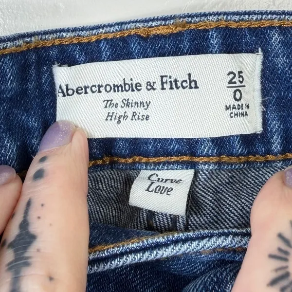 Abercrombie & Fitch Curve Love Super Dark High Rise The Skinny Ankle Jeans 0/25 - Image 11