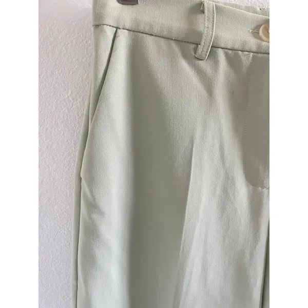 Motel Wide Leg Trousers XS Sage Green High Rise Pleated Pants - Image 6