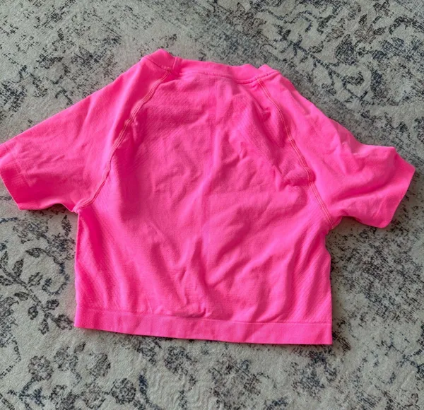 Hot Pink Short Sleeve Workout Top - Image 2