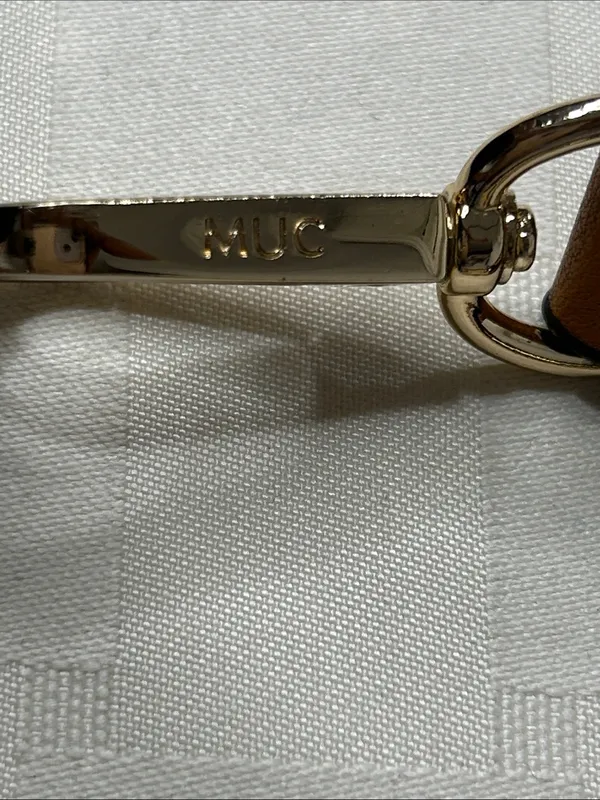 Source Unknown MUC Tan Leather Crossbody Strap with Gold Hardware - Image 3
