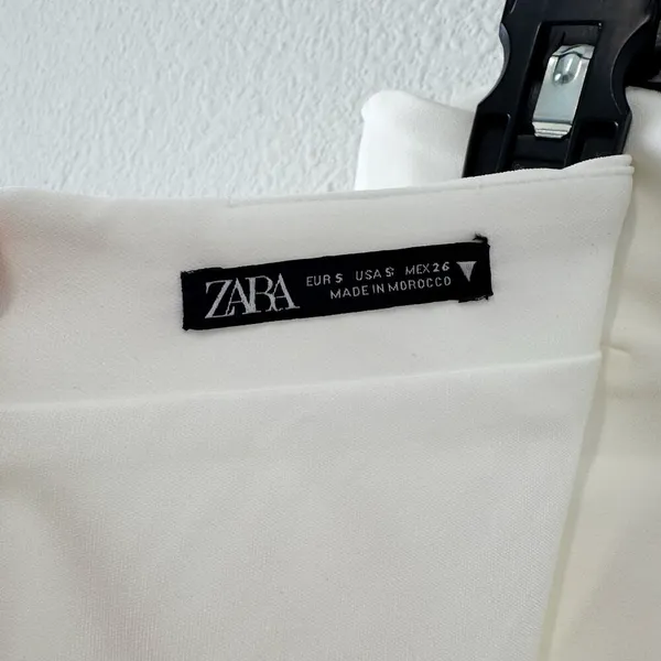 ZARA Woman Oyster White Strapless Midi Dress Sleek Minimalist Chic Size Small - Image 6