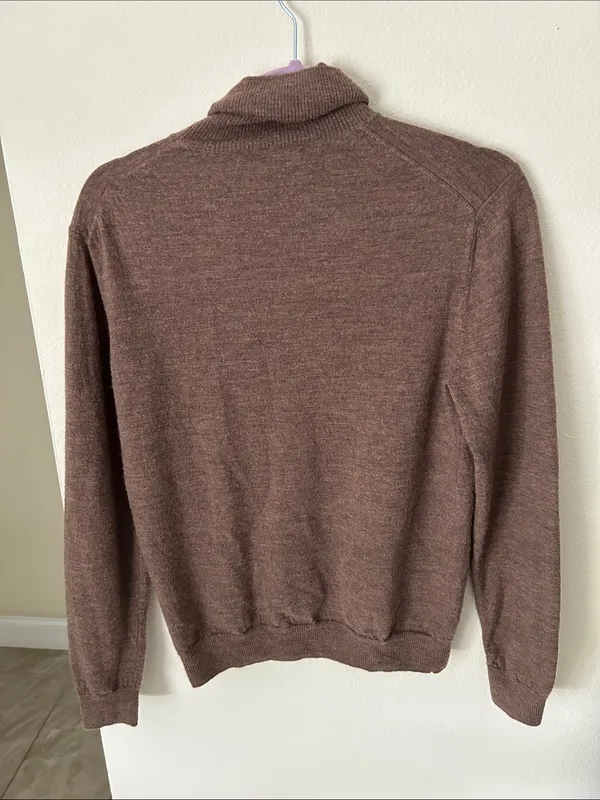 Lello Vtg brown turtleneck 100% wool base layer light sweater med - Image 13