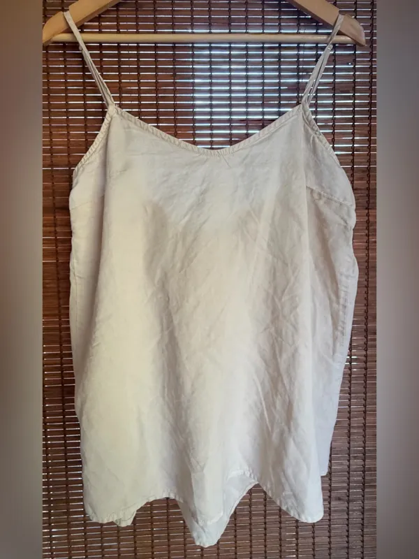 MABLE Anthropologie Ivory Tencel Tie Back Babydoll Cami Top Small - Image 2