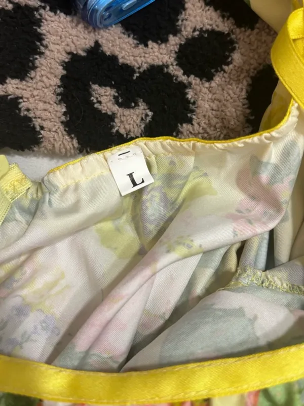 Yellow Floral Puff Sleeve Mini Dress✨ Size L - Image 5