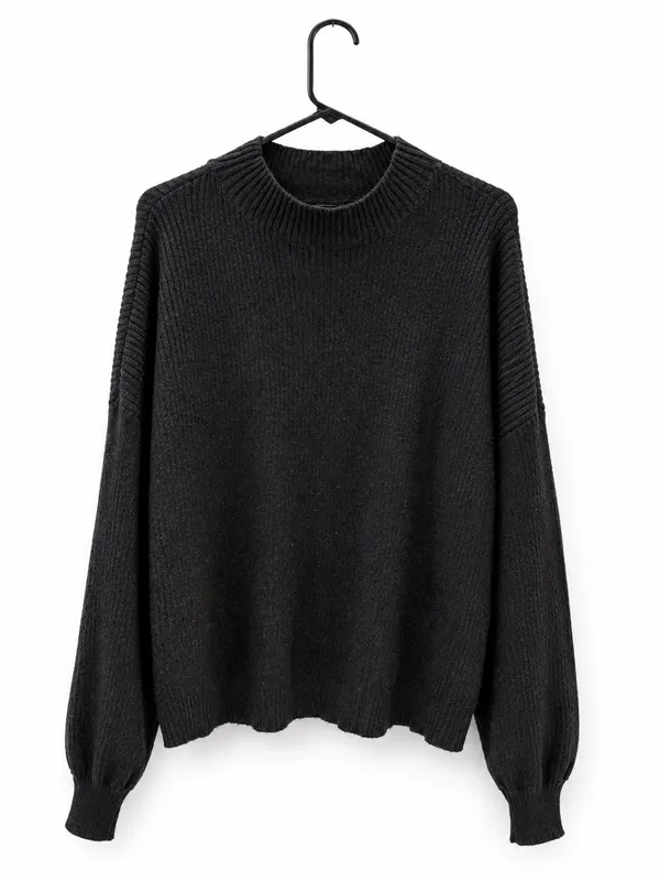 Pinque Ribbed Mock Neck Sweater Bundle | Ivory & Black | XXL | 2 Sweaters - Image 2
