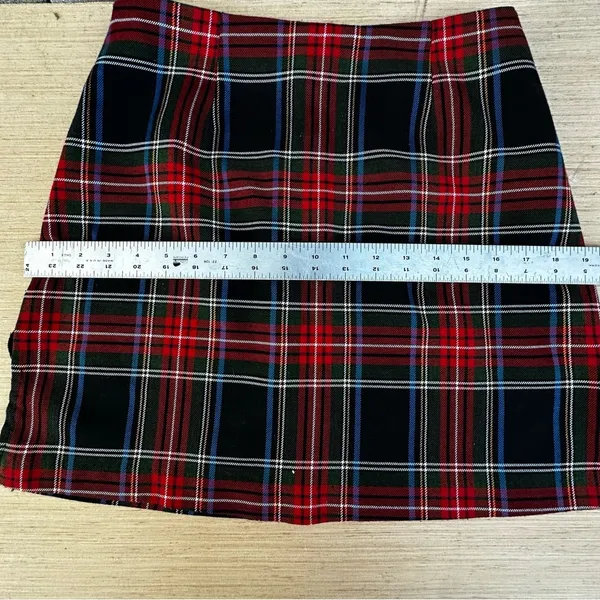 Vintage Y2K Red Blue Plaid A-Line Mini‎ Skirt Gothcore Casual Workwear Womens - Image 6