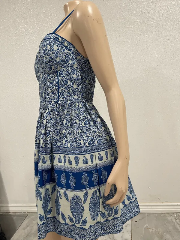 Band of Gypsie Blu Women's Maxi Dress Blue Floral Pattern Polyester Size M NWT - Image 2