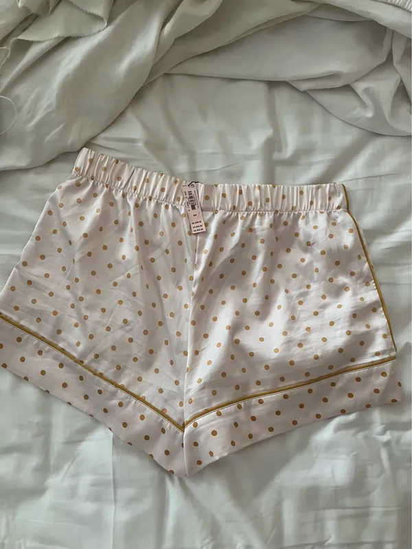 Victoria’s Secret Polka Dot Satin Sleep Shorts - Pink and Gold - Image 2