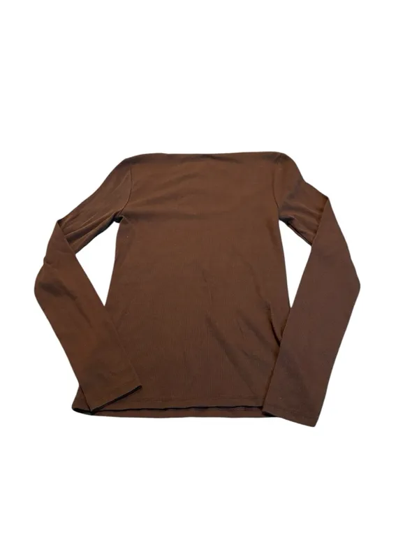 OLD NAVY ribbed Brown Long Sleeve Scoop Neck Tee TALL - Image 3