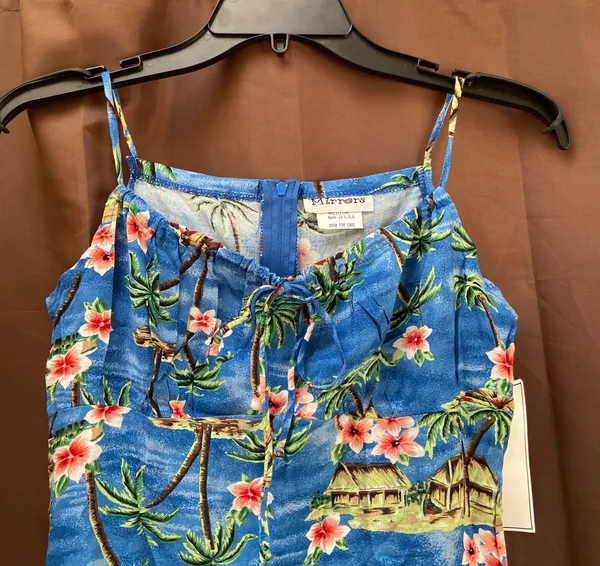 Mirrors Vintage Tropical print blue dress front tie NWT - Image 3