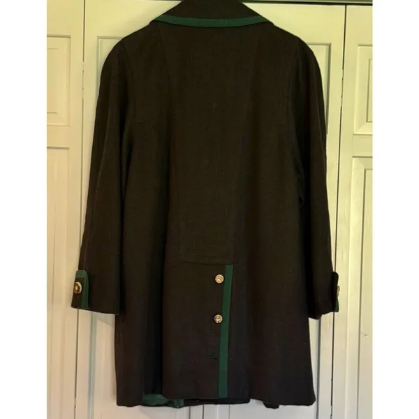 Julius Lang Vintage 100% new wool black and green peacoat 40 - Image 12