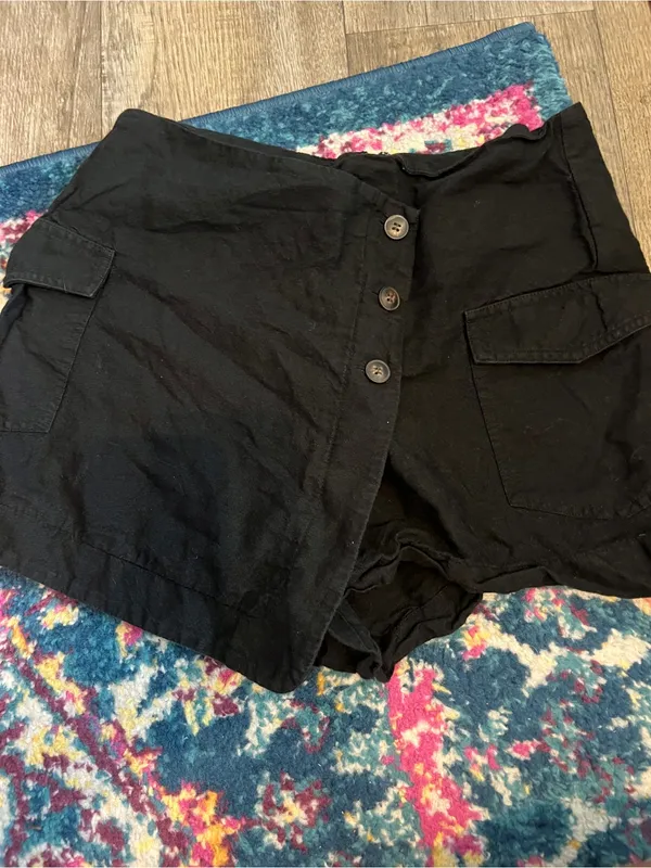 Mango linen blend black mini skort - Image 3