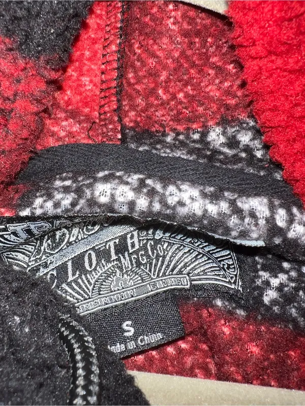 Red and Black Buffalo Plaid Sherpa Hoodie Jacket - Image 2