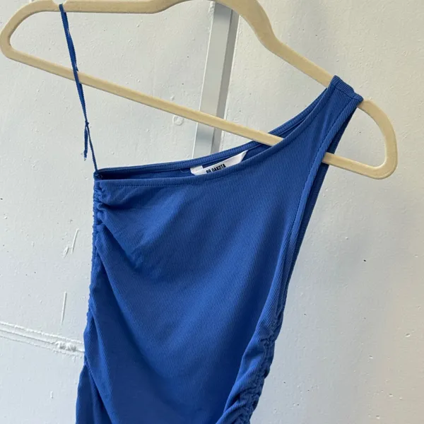 BB Dakota Steve Madden Ruch Into Love One Shoulder Mini Dress Blue XS BM208847 - Image 3