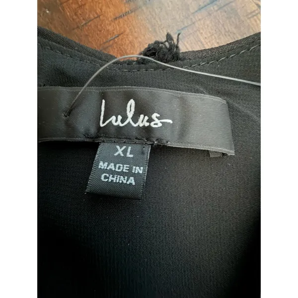 Lulu's Blouse XL‎ Cropped Black Clip Dot Balloon Sleeves Halter Babydoll #AA9-1 - Image 4