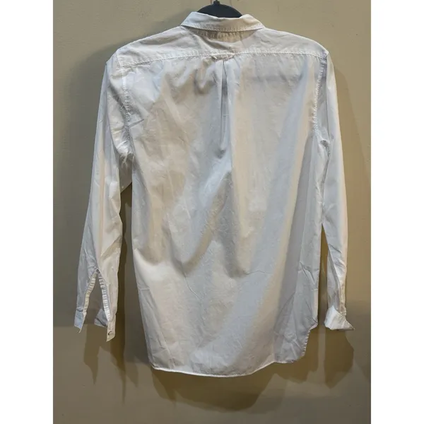 AYR Top Womens Small Half Placket‎ Button Front Long Sleeve White Poplin Tunic - Image 4