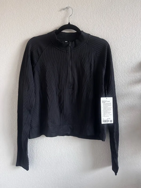 Lululemon Rest Less Cropped Half Zip 14 Aerial Current Black / Black - Image 2