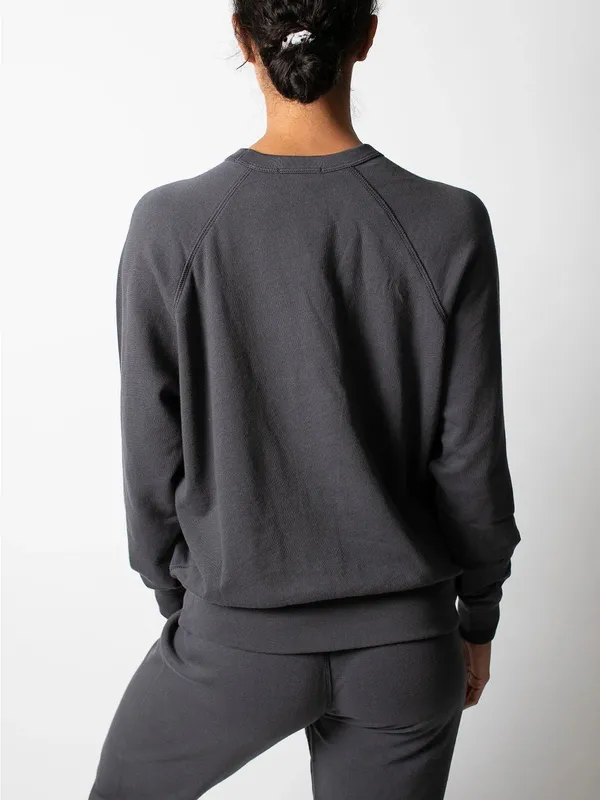 Leallo Women’s Charcoal Dune Solid Crewneck Black Size XS - Image 2
