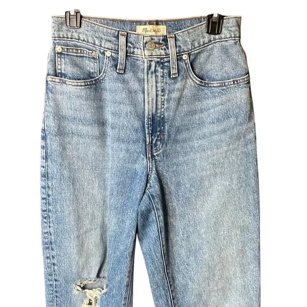 Madewell the perfect vintage straight jeans medium wash Distressed 27R #763 - Image 7