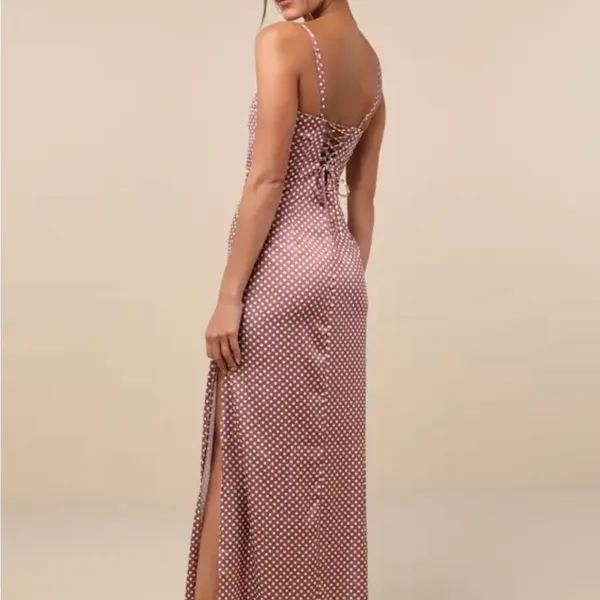Lulu's brown Polka Dot Maxi Dress - Image 3