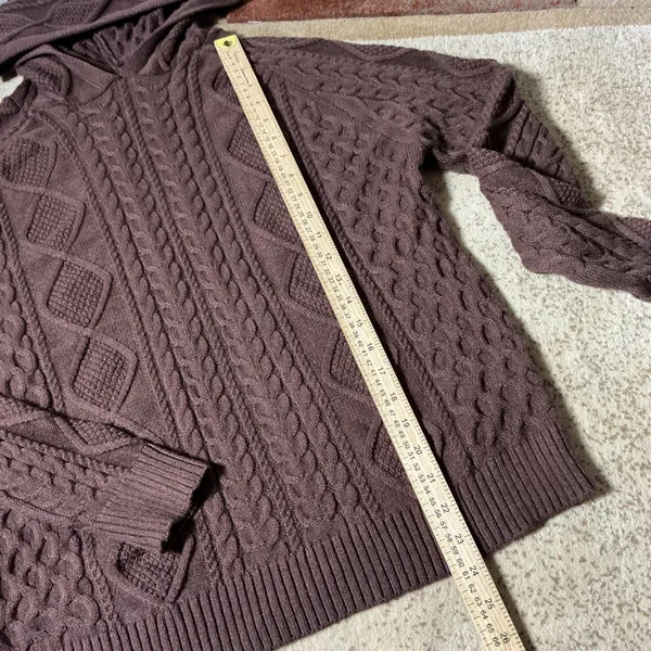 Edikted Cable Knit Pullover Hoodie Women Medium Brown Coquette Dark Academia - Image 2