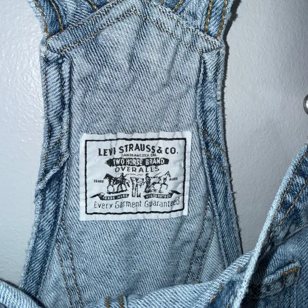 Levi's Denim Shortalls Women S Blue Light Wash Good Two Horse Brand Overalls - Image 2