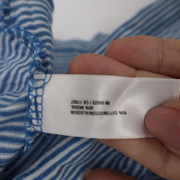 Old Navy Womens Blue White Striped Ruffle Henley Long Sleeve Top Tall Medium - Image 3