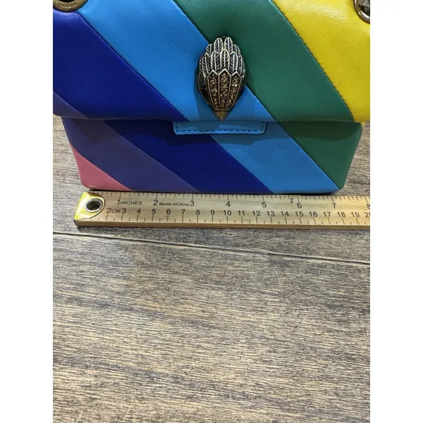 Kurt Geiger London Mini Kensington Bag Stripped Rainbow Eagle Chain Leather - Image 14