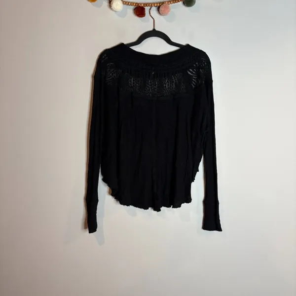 Free People Spring Valley Lace-Trim Top in Black - Image 5