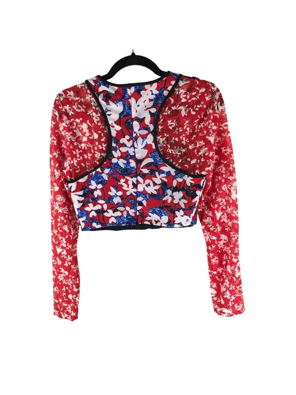 Peter Pilotto For Target Red Floral Lace Long Sleeve Crop Top Size 4 - Image 3