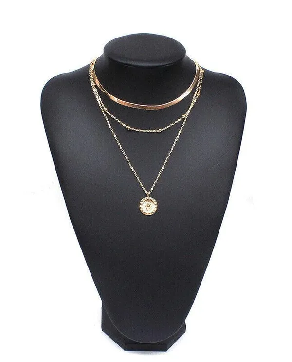 Trendy Gold Women 3-Three Layered Choker Necklace Fashion Jewelry - Party - Image 5