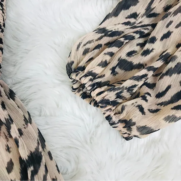 GIANNI BINI Leopard Print Maxi Dress One Shoulder Long Sleeve Black Tie Size 2‎ - Image 8