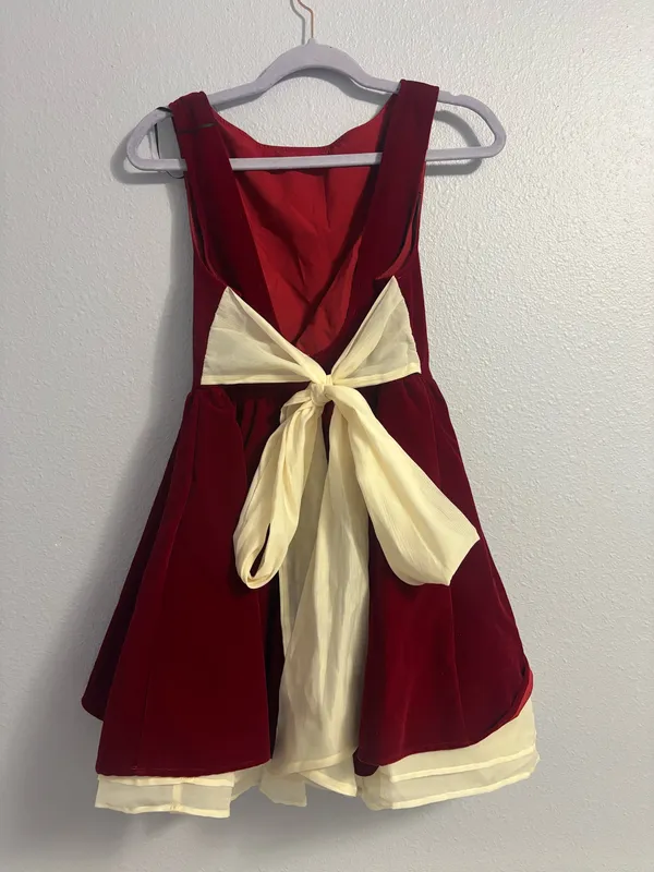 Cider red velvet boat neck dress - Image 4