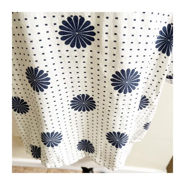 Modcloth Cropped Blouse Womens XL White Floral Dot Linen Blend Tie Front Beachy - Image 8