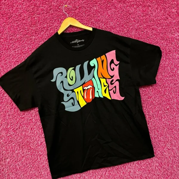 The Rolling Stones Groovy Spellout with Hot Lips Rock Tee 1X - Image 3