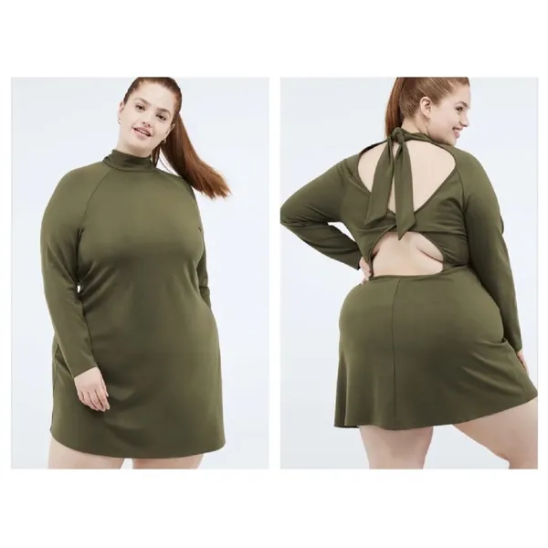 Racquel Back Twist Dress Dark Moss Plus Size 3Xl NW Detailed Tag - Image 4