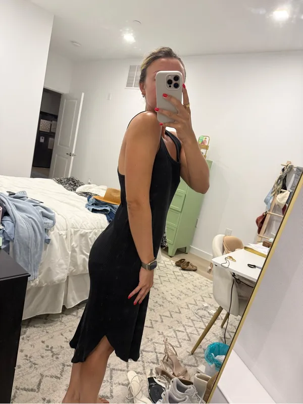 aerie Black Sleeveless Midi Tank Dress - Image 2