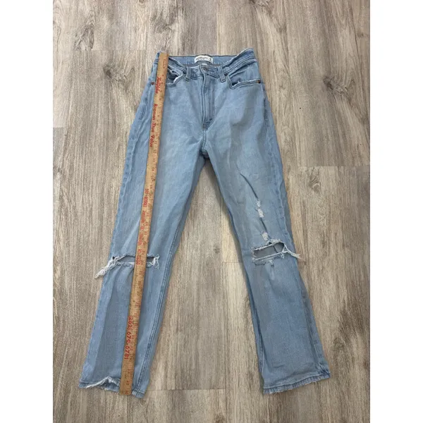 Abercrombie‎ & Fitch Curve Love Ankle Straight Ultra High Rise Jeans Blue 26 2R - Image 4