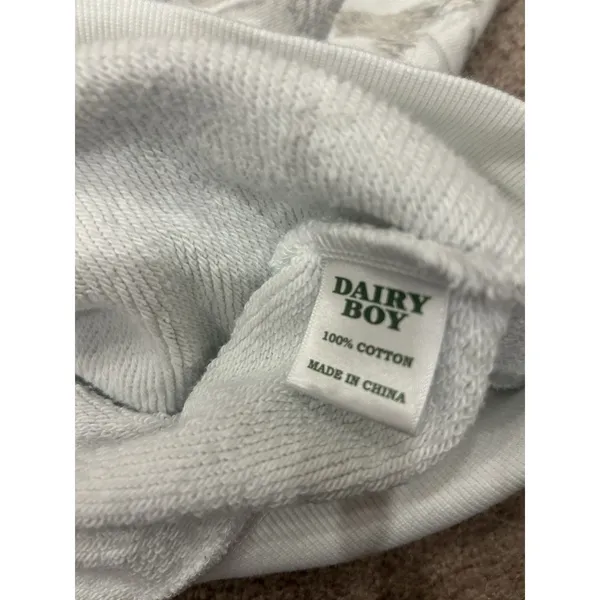 DAIRY BOY Teddy Brown Cream Woodland Camo Crew Sweatshirt XS Cotton Sold Out - Image 7