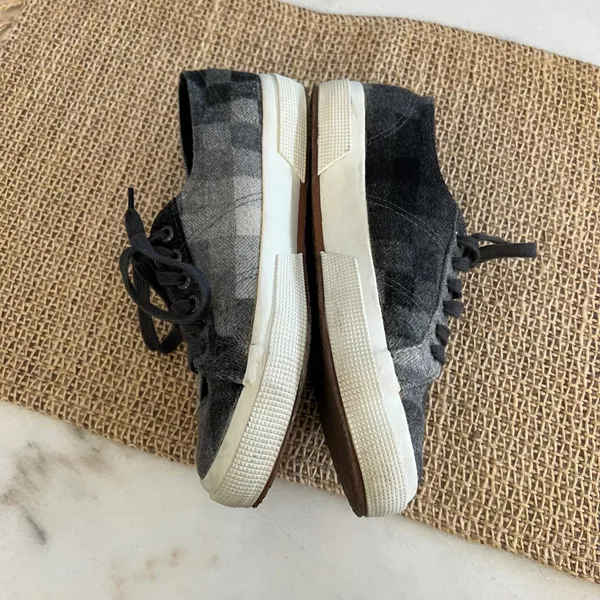 Superga Plaid Flannel Low Top Sneakers Women's Size 39 EU 8 US Grey Black‎ - Image 6